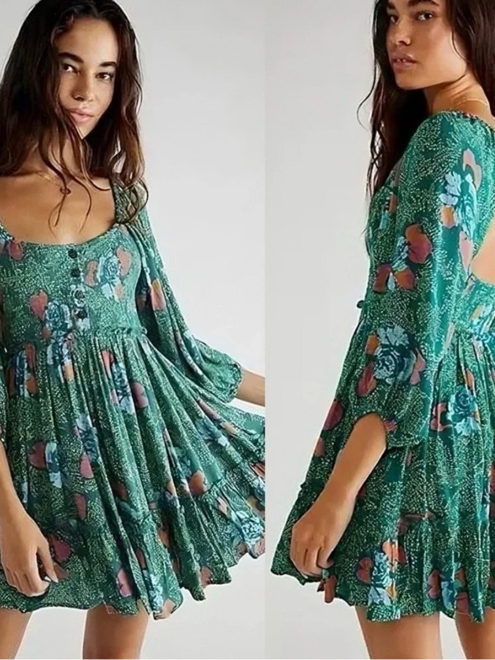 Free people green mini dress